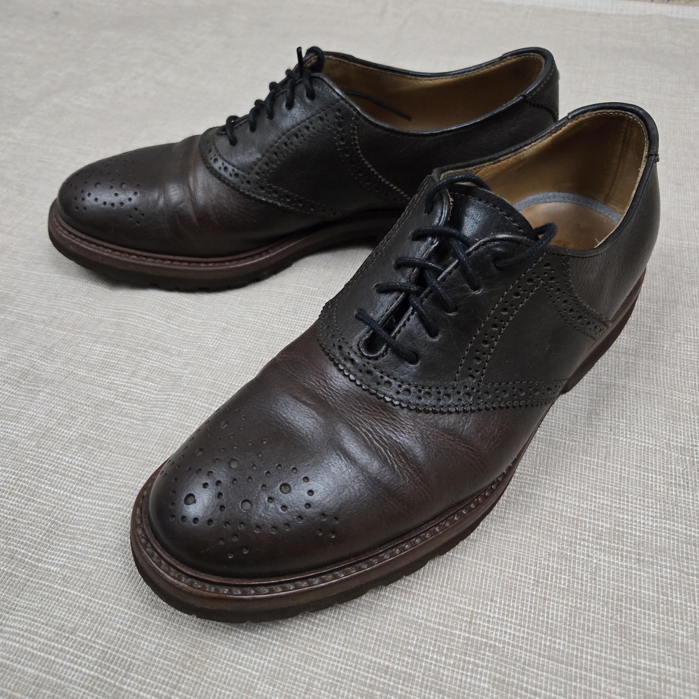 Brunello Cucinelli Men's Brown 2 Tone Brogue Toe Oxford Derby Shoes EU 41 US 8